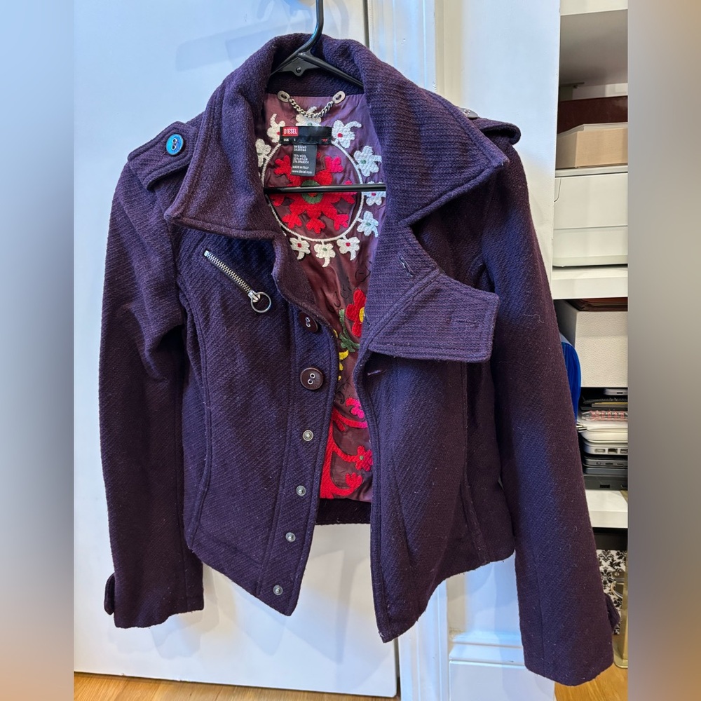 Diesel Vintage Embroidered Lining Tweed Jacket - Women's XS